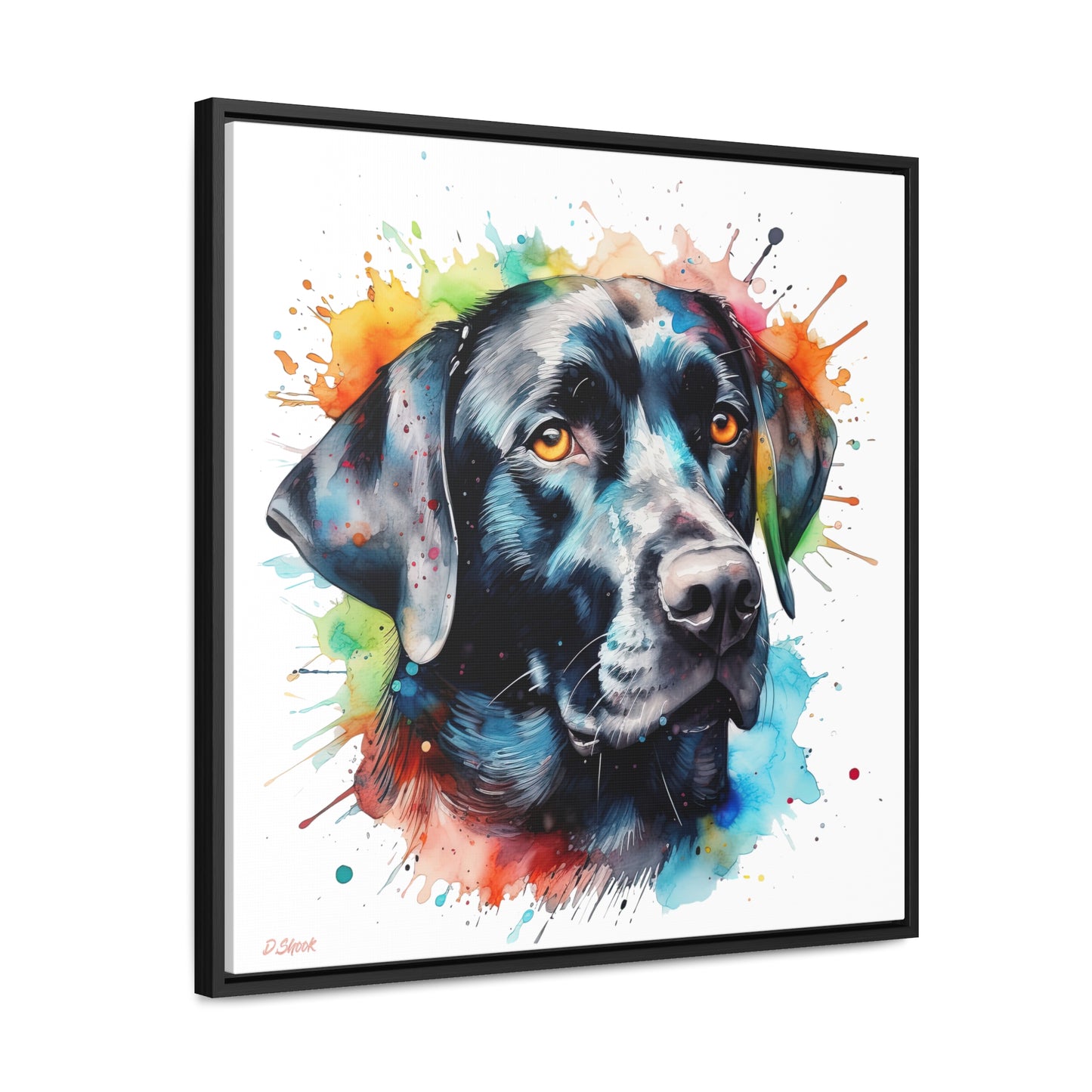 Black Lab 5 Gallery Canvas Wraps, Square Frame