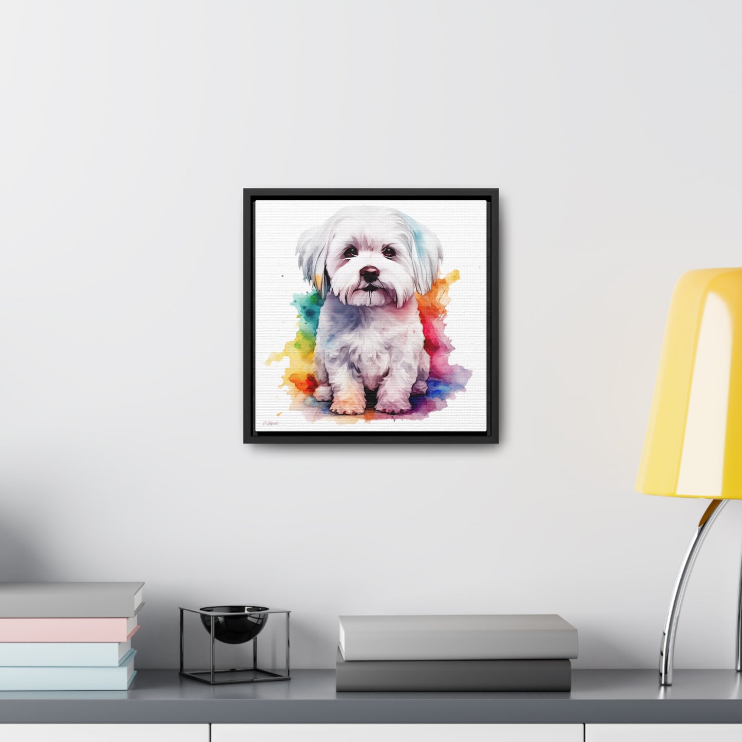 Maltese Dog 3 Gallery Canvas Wraps, Square Frame