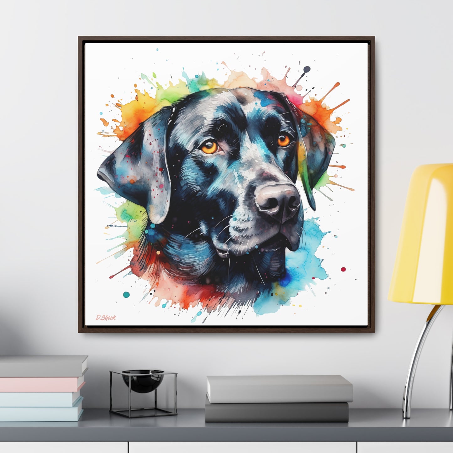 Black Lab 5 Gallery Canvas Wraps, Square Frame