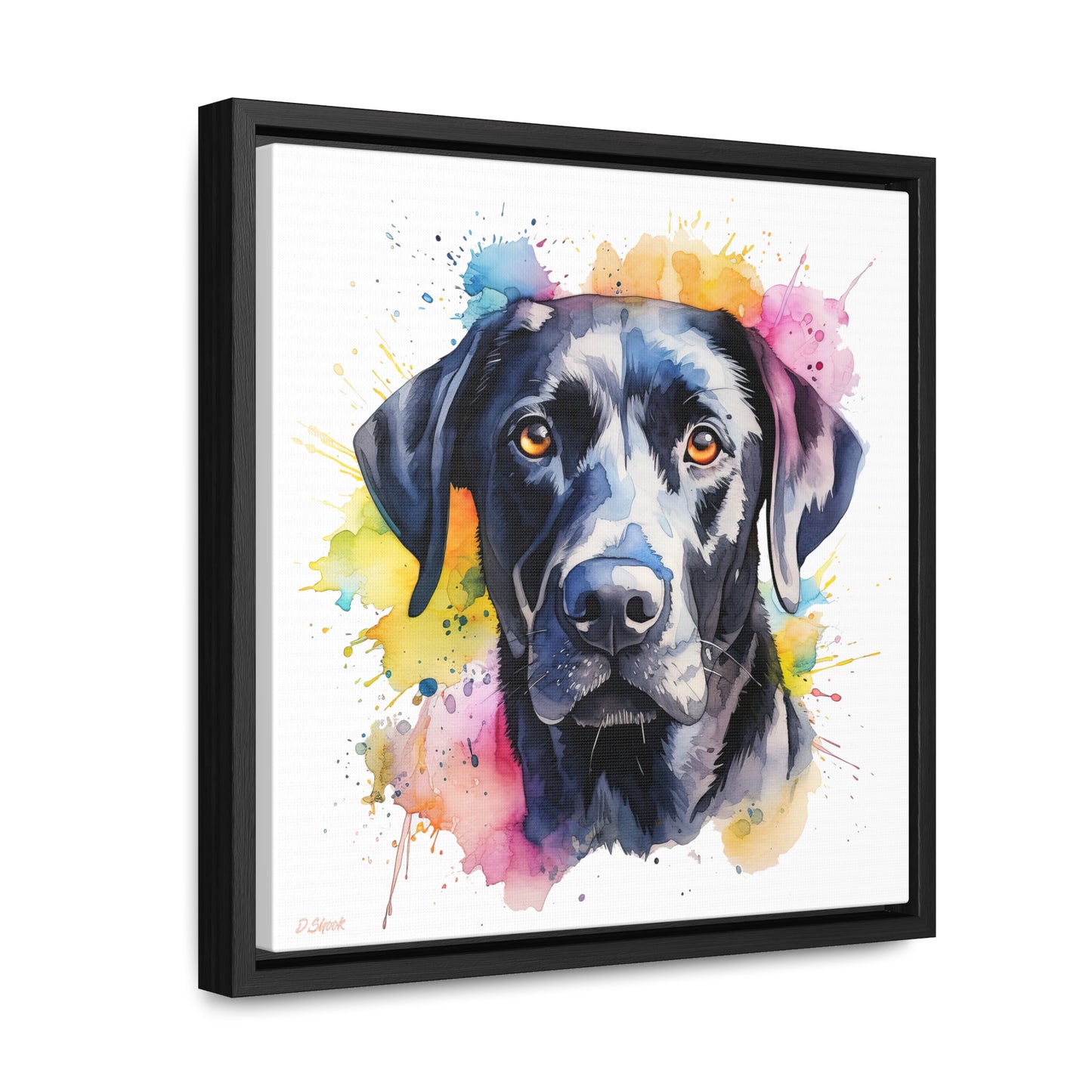 Black Lab 4 Gallery Canvas Wraps, Square Frame