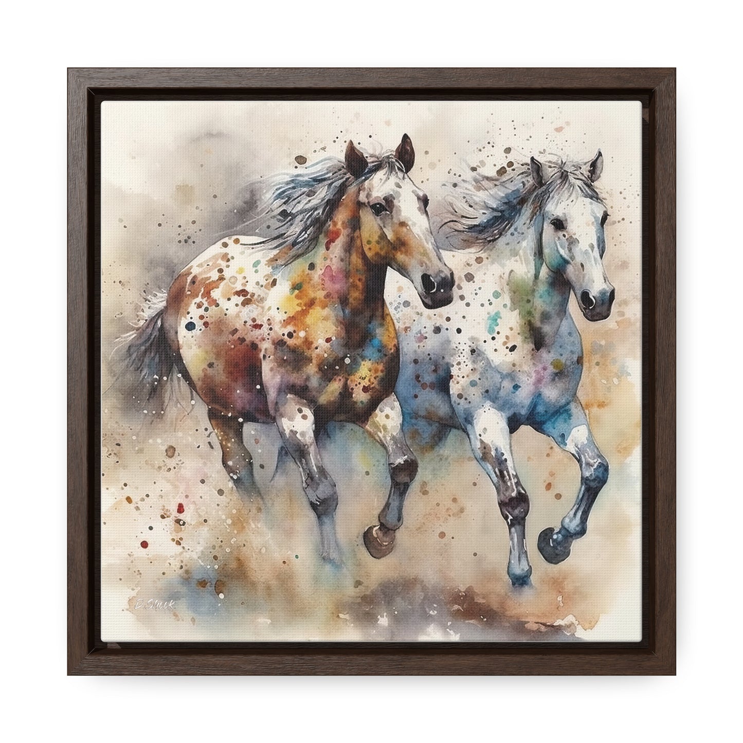 Wild Appaloosa Horses Gallery Canvas Wraps, Square Frame