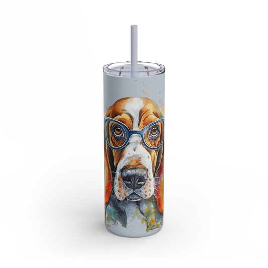 Basset Hound 5 Maars Maker Skinny Matte Tumbler, 20oz