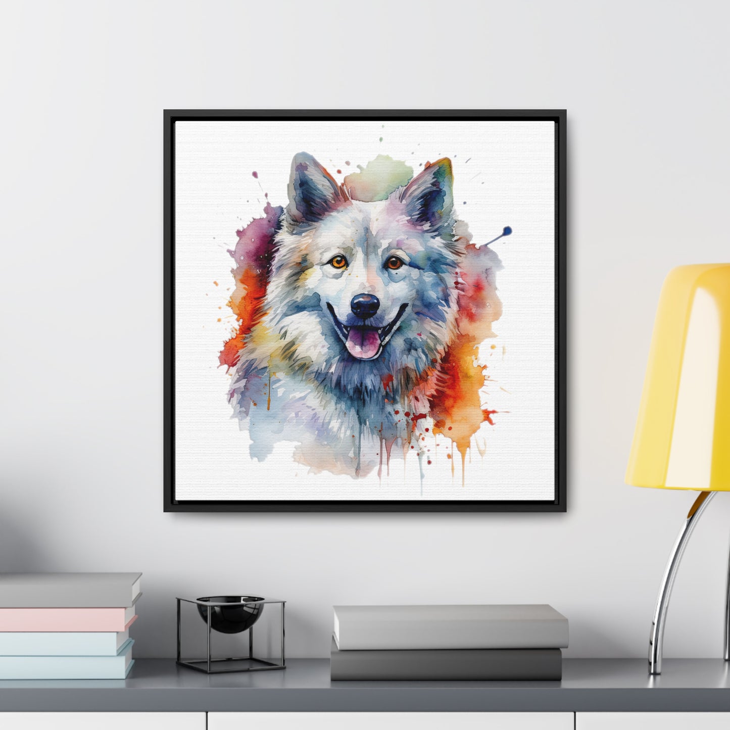 American Eskimo Dog 3 Gallery Canvas Wraps, Square Frame