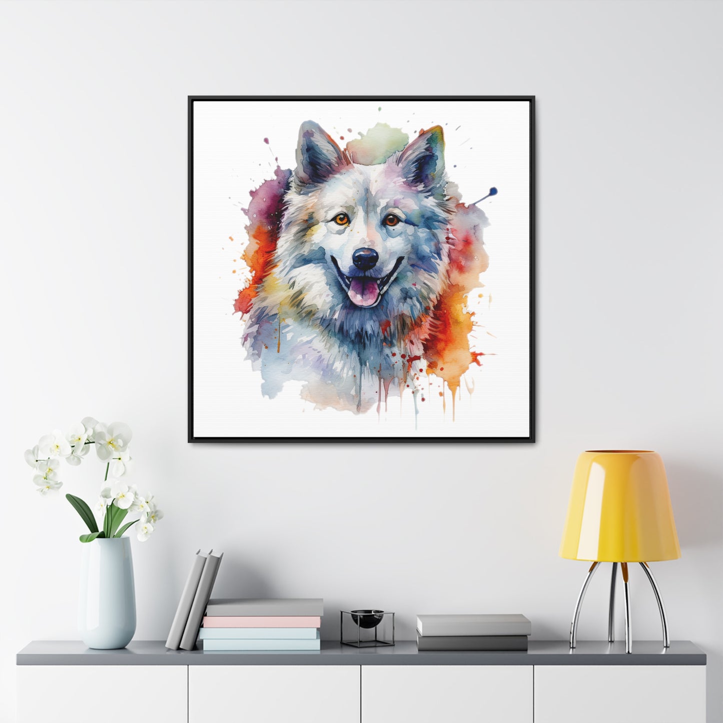 American Eskimo Dog 3 Gallery Canvas Wraps, Square Frame