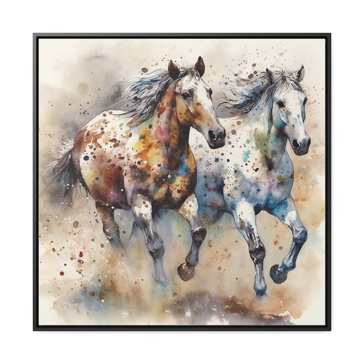 Wild Appaloosa Horses Gallery Canvas Wraps, Square Frame