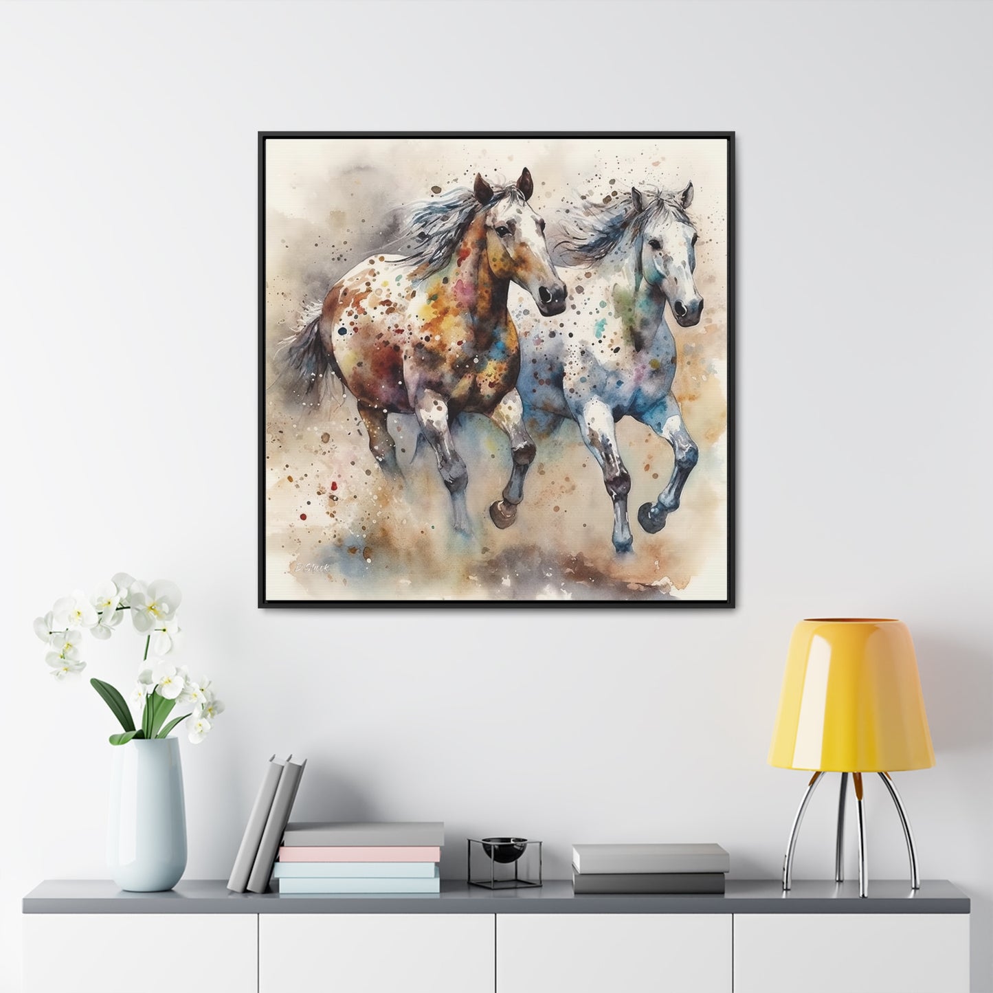 Wild Appaloosa Horses Gallery Canvas Wraps, Square Frame