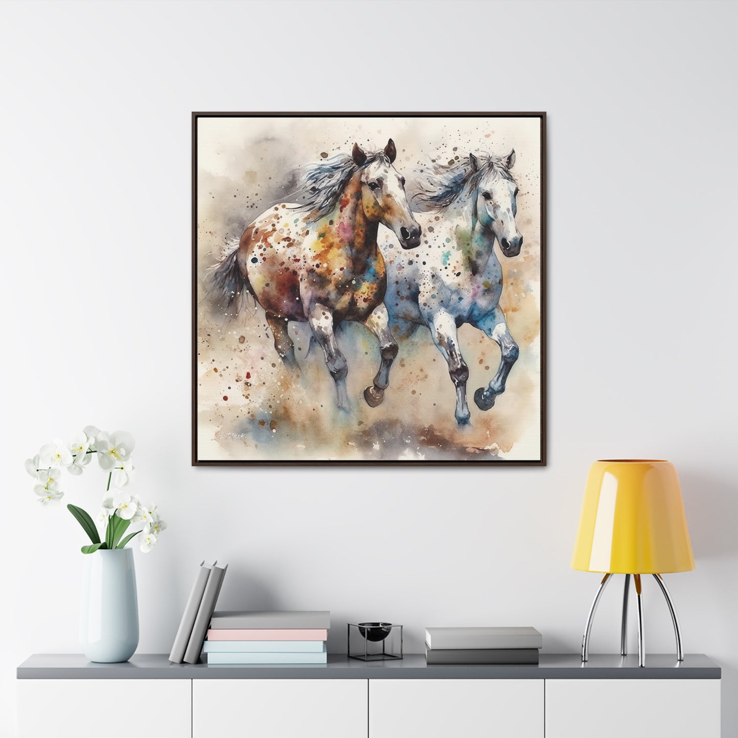 Wild Appaloosa Horses Gallery Canvas Wraps, Square Frame