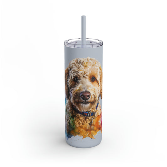 Mini Golden Doodle 3 Maars Maker Skinny Matte Tumbler, 20oz