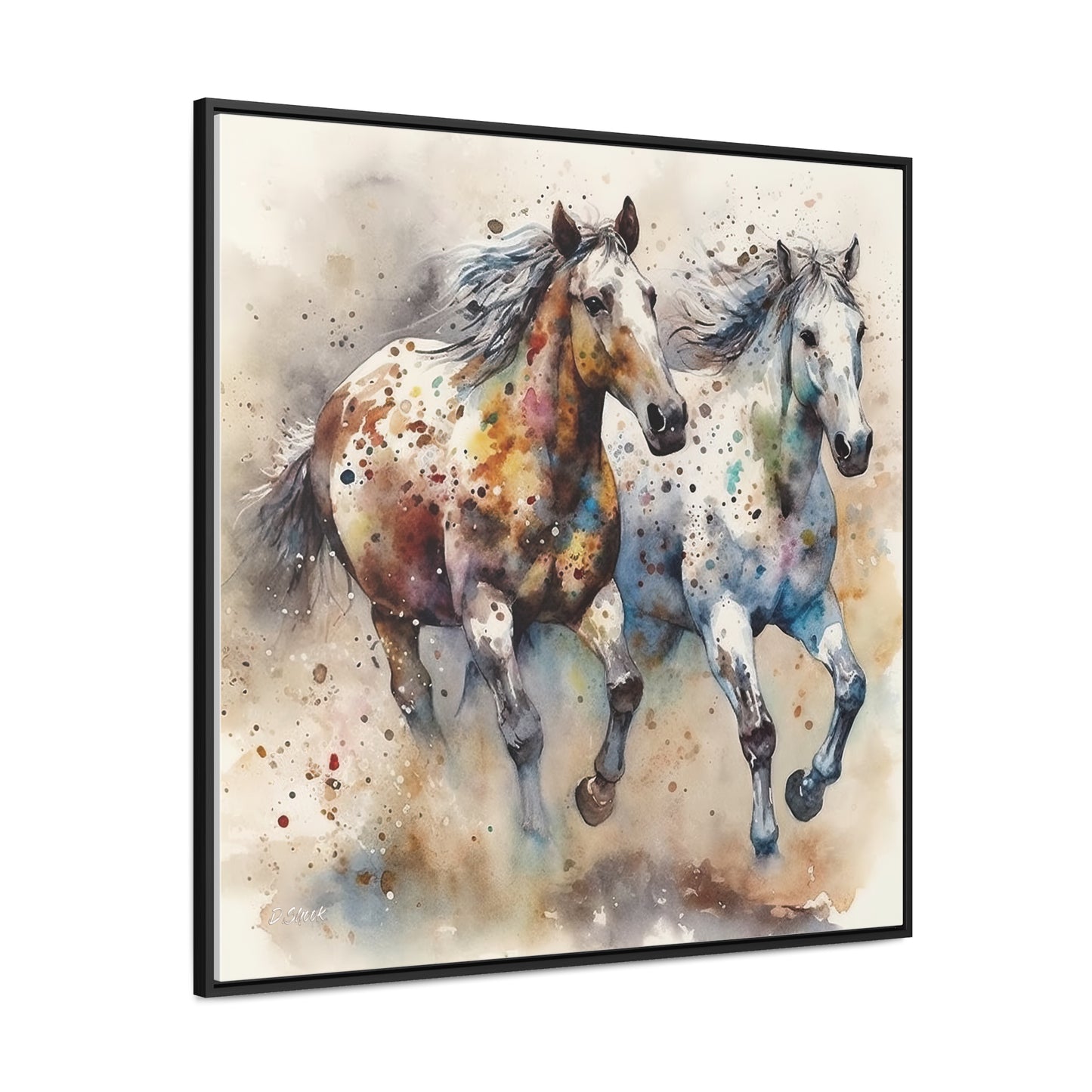 Wild Appaloosa Horses Gallery Canvas Wraps, Square Frame