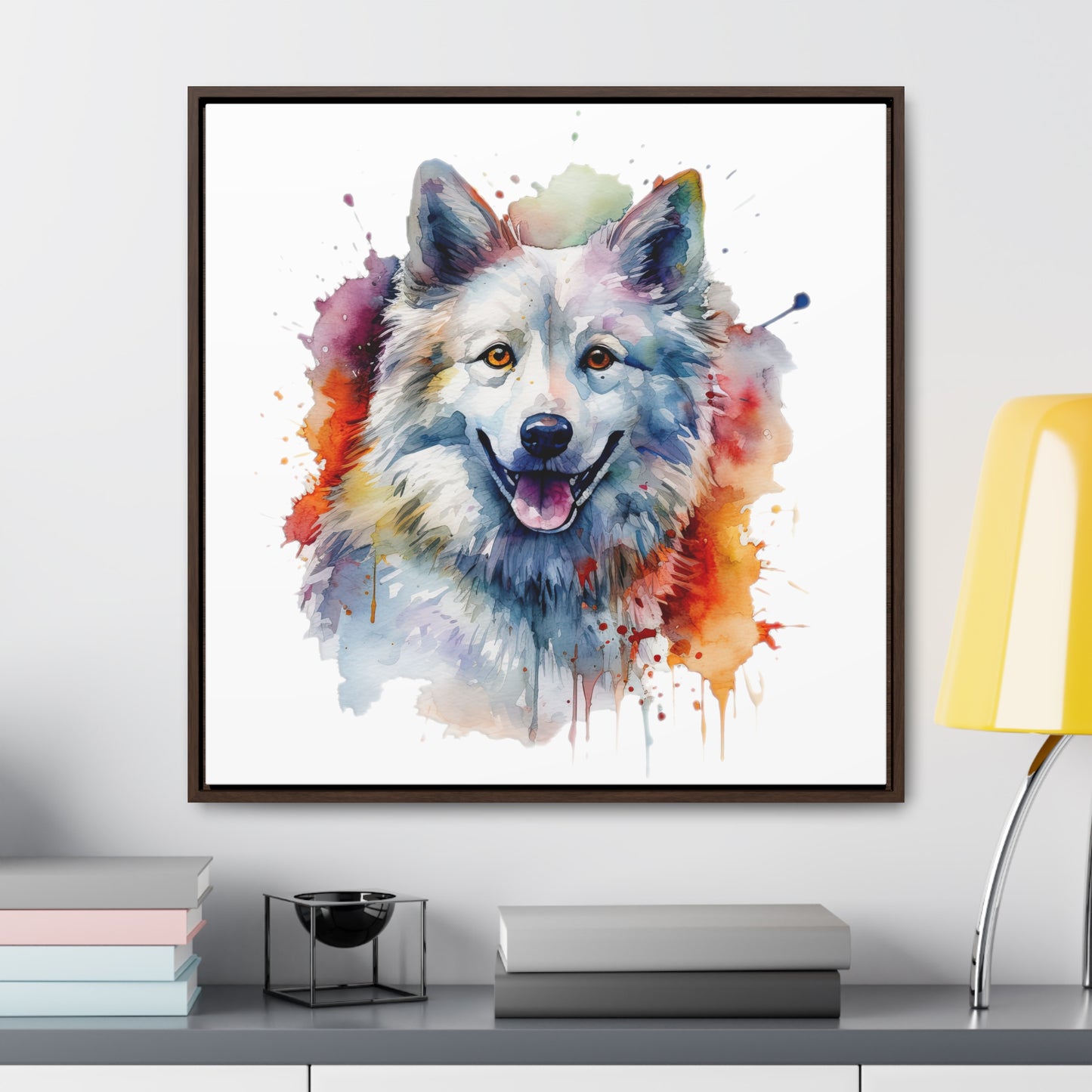 American Eskimo Dog 3 Gallery Canvas Wraps, Square Frame