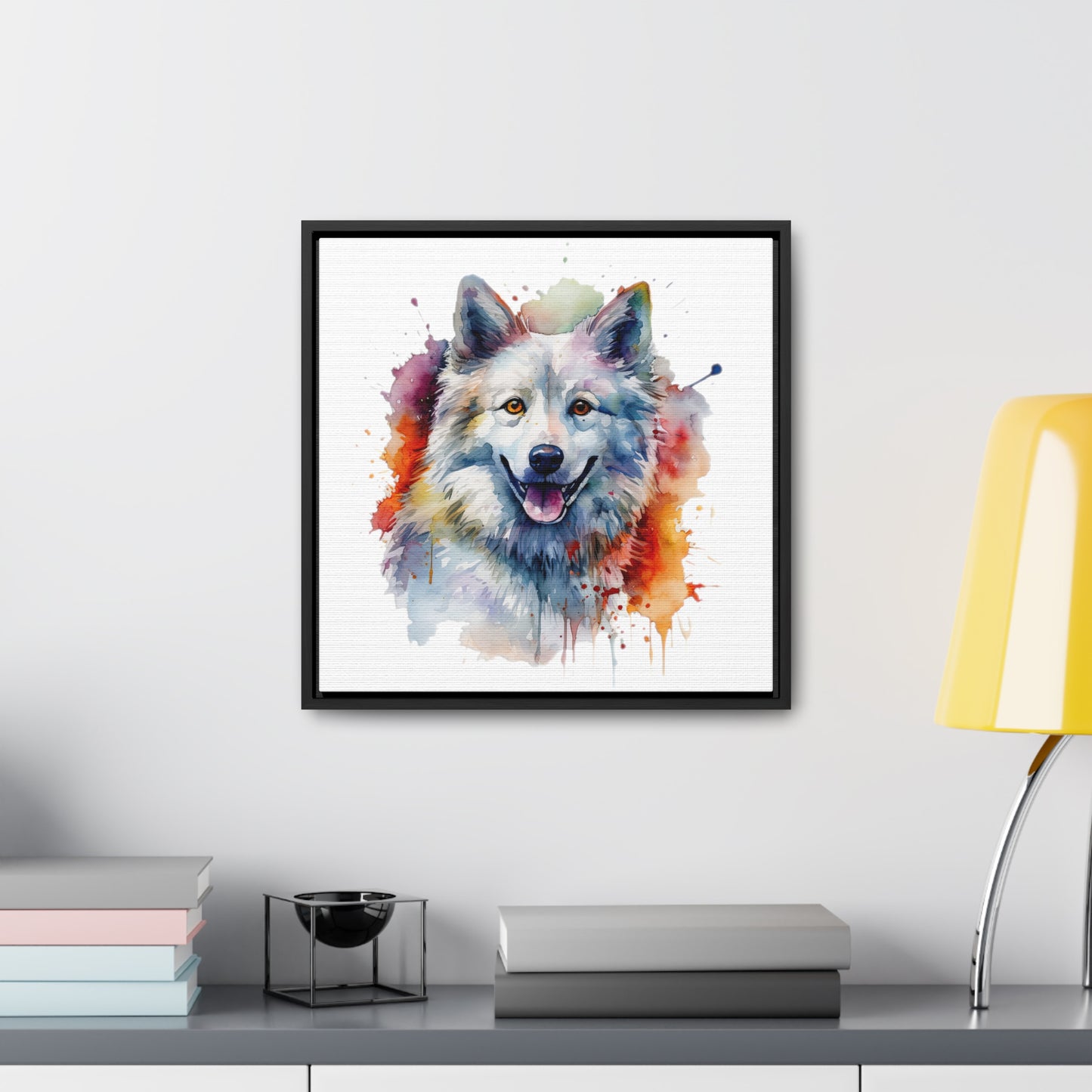 American Eskimo Dog 3 Gallery Canvas Wraps, Square Frame