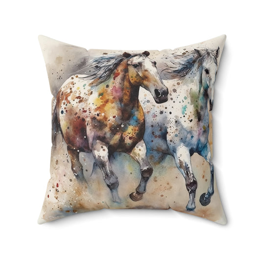 Wild Appaloosa Horses Spun Polyester Square Pillow