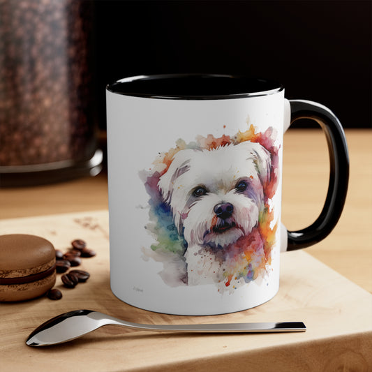 Maltese Dog 2 Accent Mugs