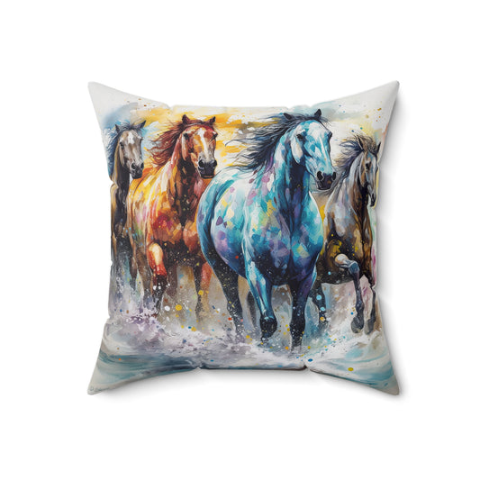 Horse Rescue 15 Spun Polyester Square Pillow