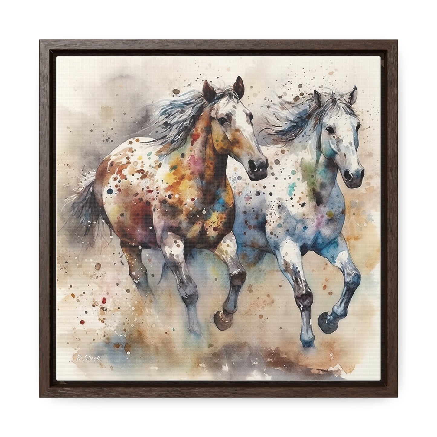 Wild Appaloosa Horses Gallery Canvas Wraps, Square Frame
