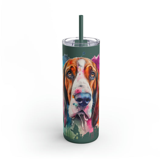 Basset Hound 3 Maars Maker Skinny Matte Tumbler, 20oz