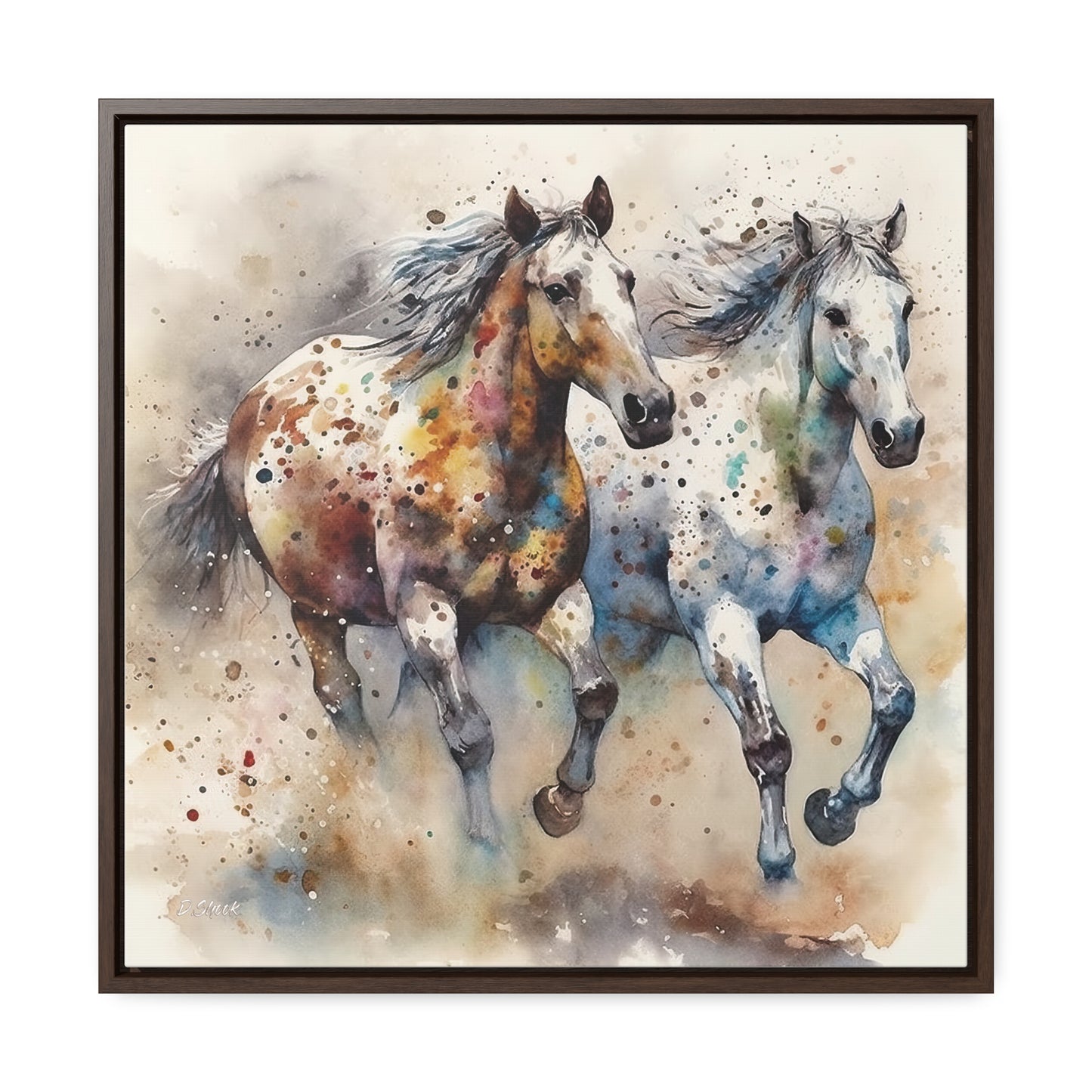 Wild Appaloosa Horses Gallery Canvas Wraps, Square Frame