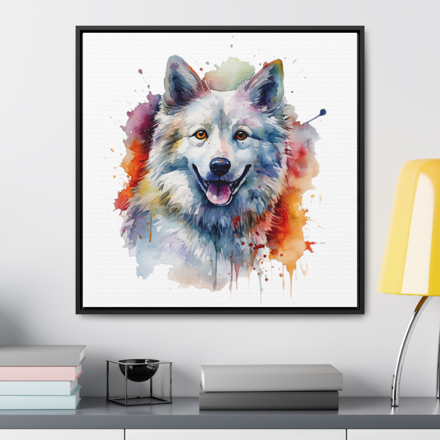 American Eskimo Dog 3 Gallery Canvas Wraps, Square Frame