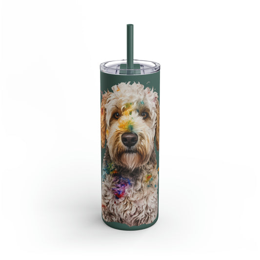 Mini Golden Doodle 2 Maars Maker Skinny Matte Tumbler, 20oz