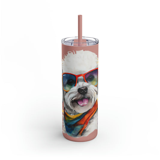 Bichon Frise 5 Maars Maker Skinny Matte Tumbler, 20oz