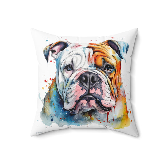 Bulldog 3 Spun Polyester Square Pillow