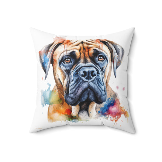 Bullmastiff 2 Spun Polyester Square Pillow