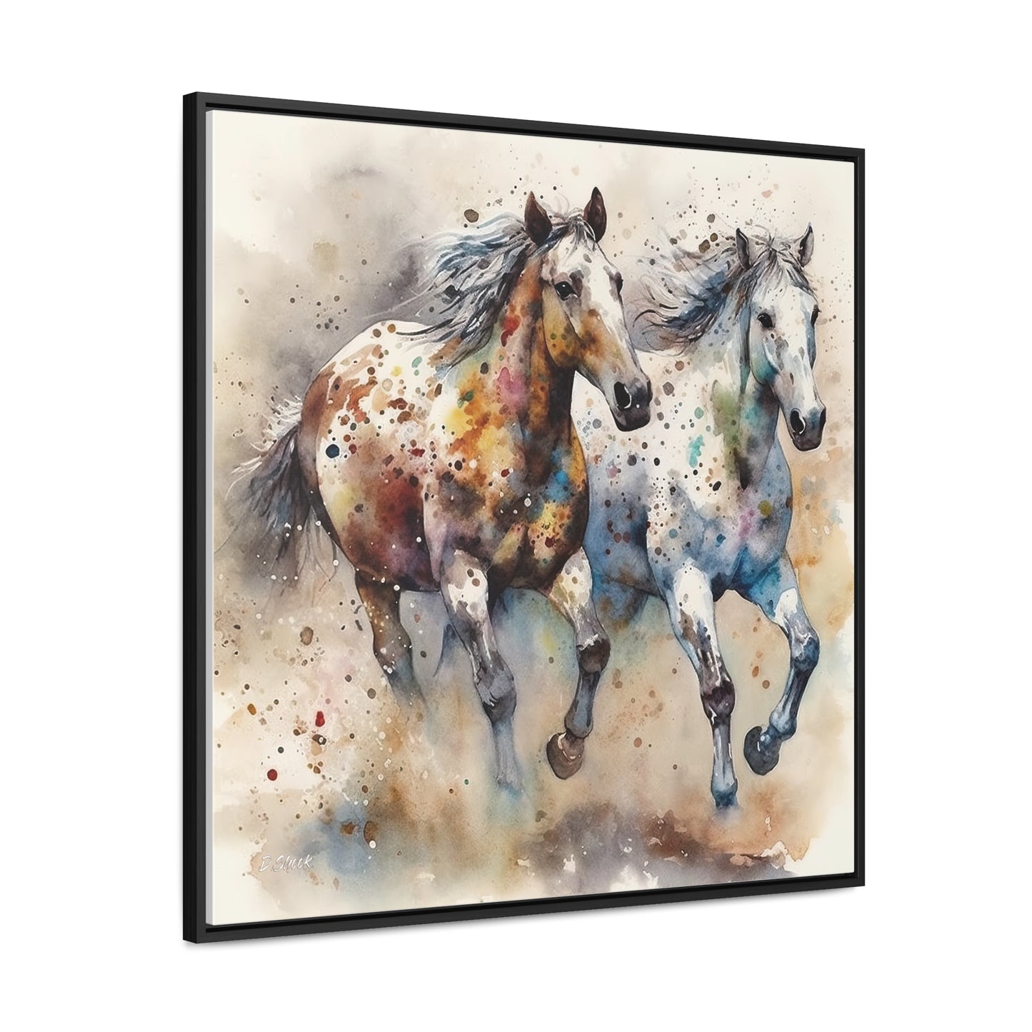 Wild Appaloosa Horses Gallery Canvas Wraps, Square Frame