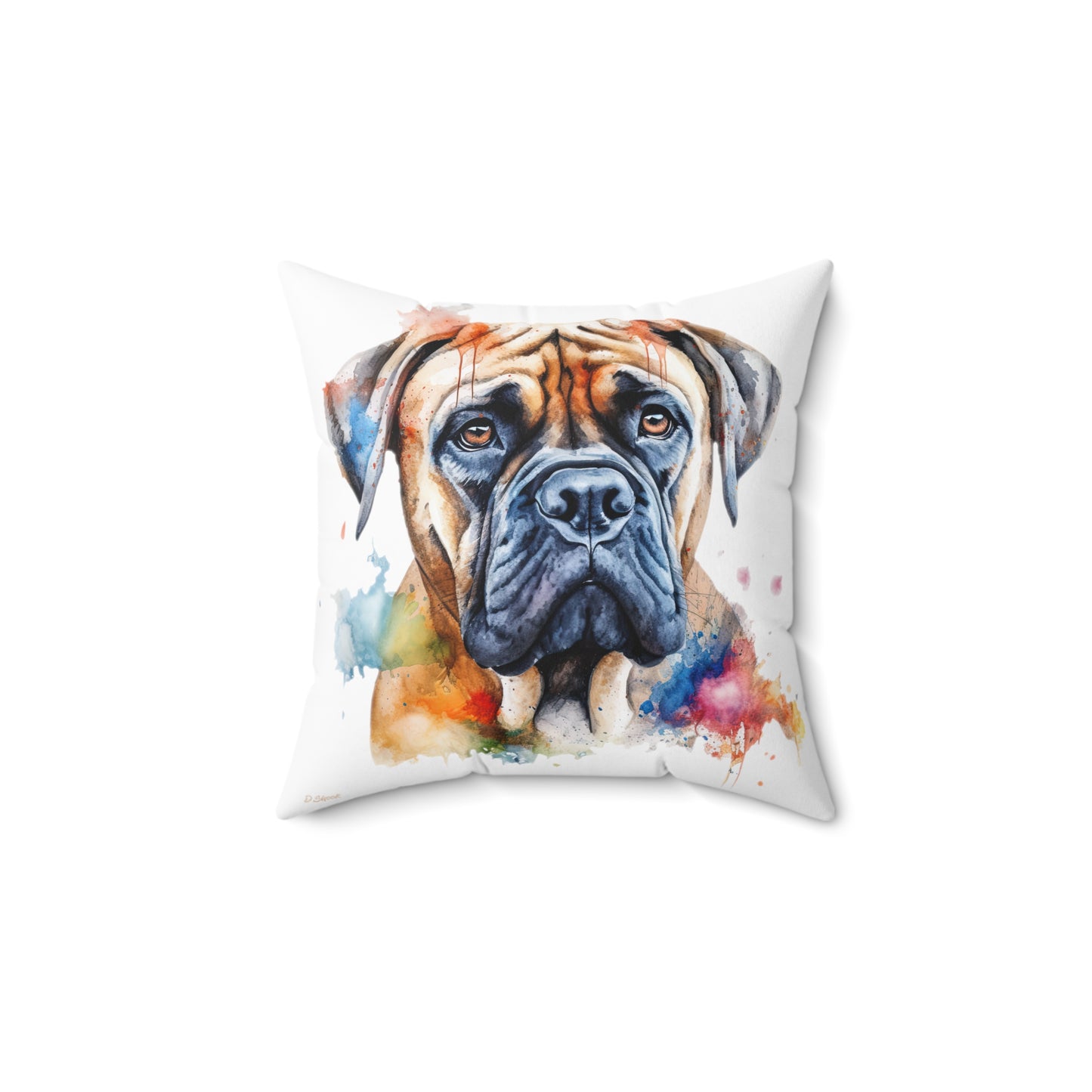 Bullmastiff 2 Spun Polyester Square Pillow
