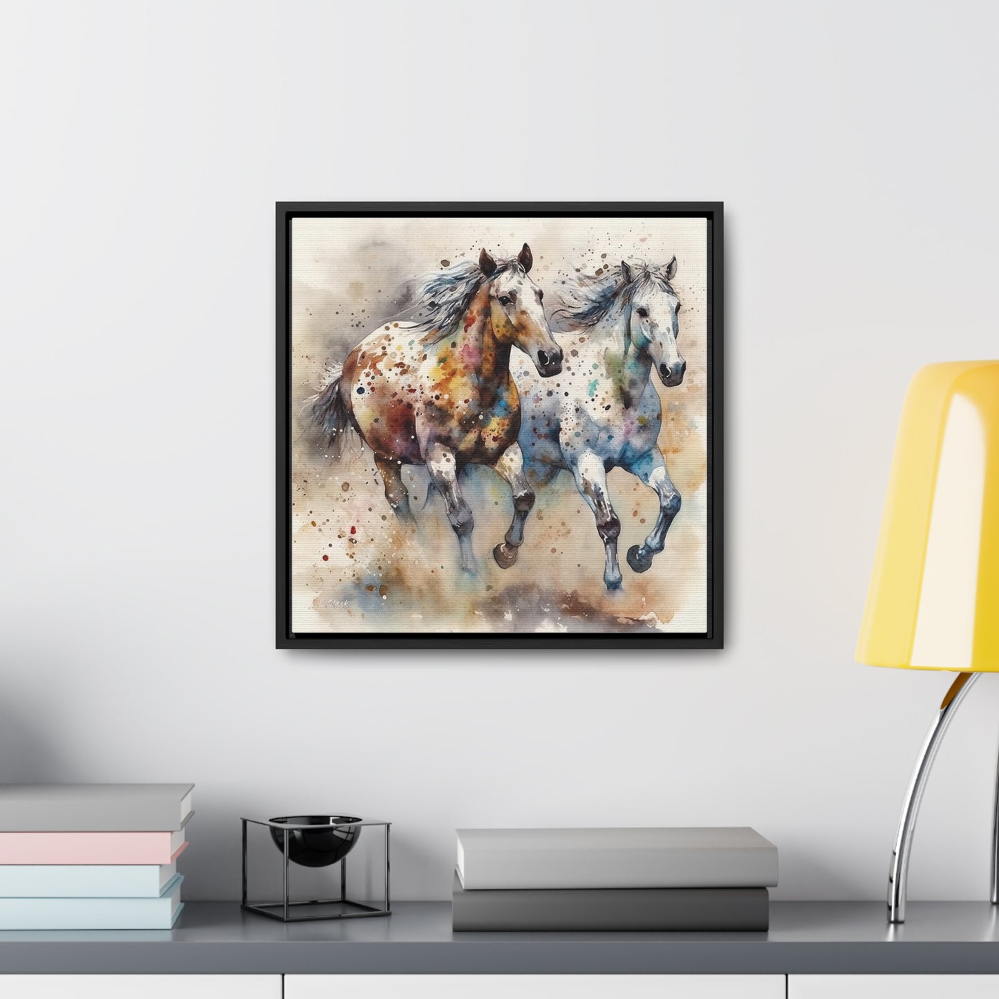 Wild Appaloosa Horses Gallery Canvas Wraps, Square Frame