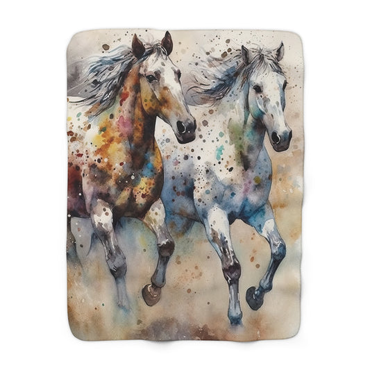 Wild Appaloosa Horses Sherpa Fleece Blanket