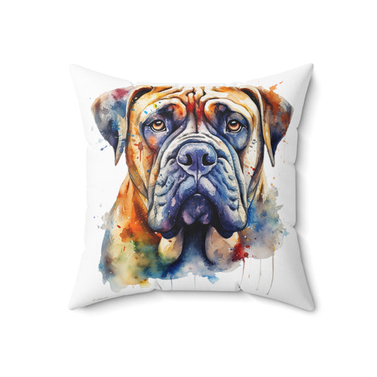 Bullmastiff 3 Spun Polyester Square Pillow