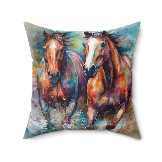 Horse Rescue 7 Spun Polyester Square Pillow