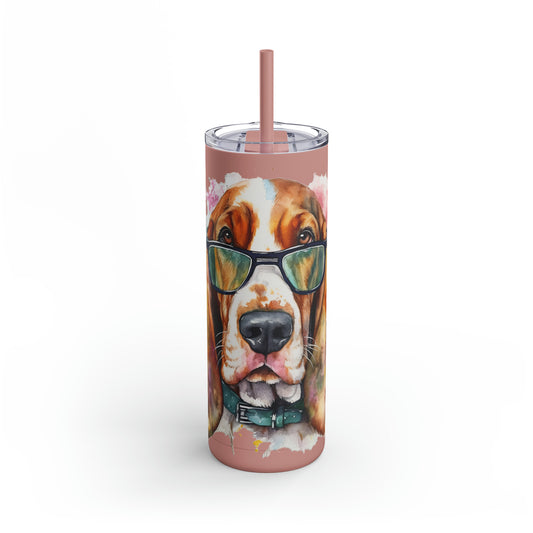 Basset Hound 6 Maars Maker Skinny Matte Tumbler, 20oz