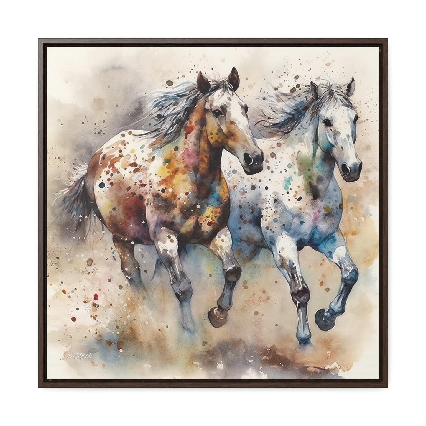 Wild Appaloosa Horses Gallery Canvas Wraps, Square Frame