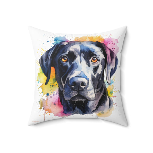 Black Lab 4 Spun Polyester Square Pillow