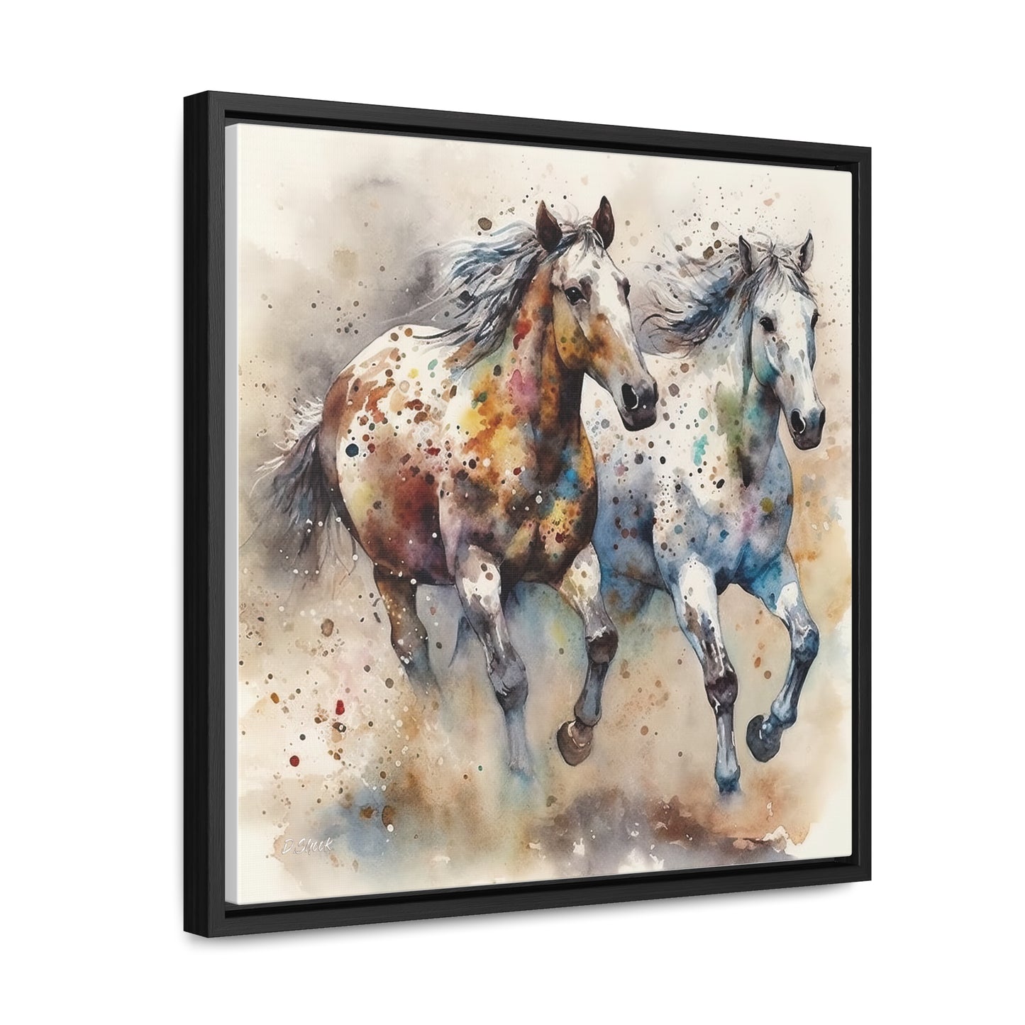 Wild Appaloosa Horses Gallery Canvas Wraps, Square Frame