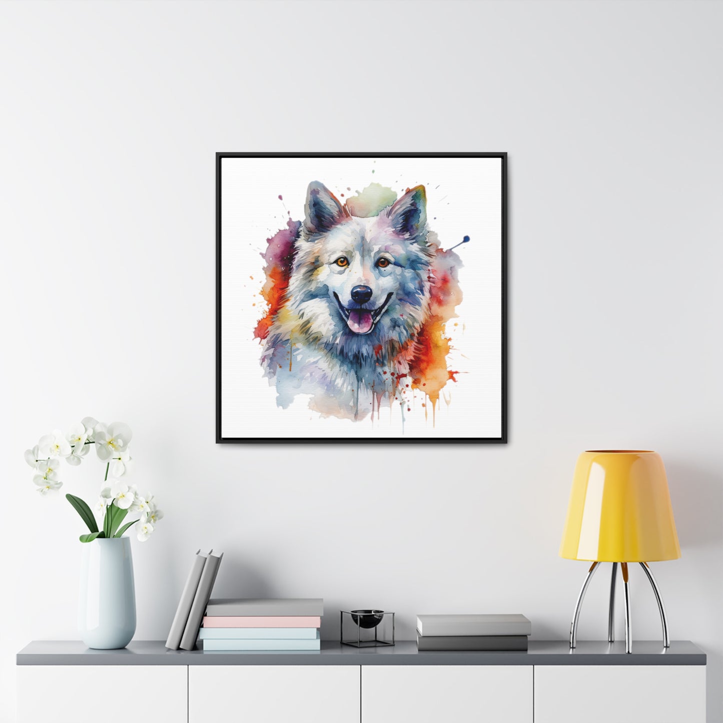 American Eskimo Dog 3 Gallery Canvas Wraps, Square Frame