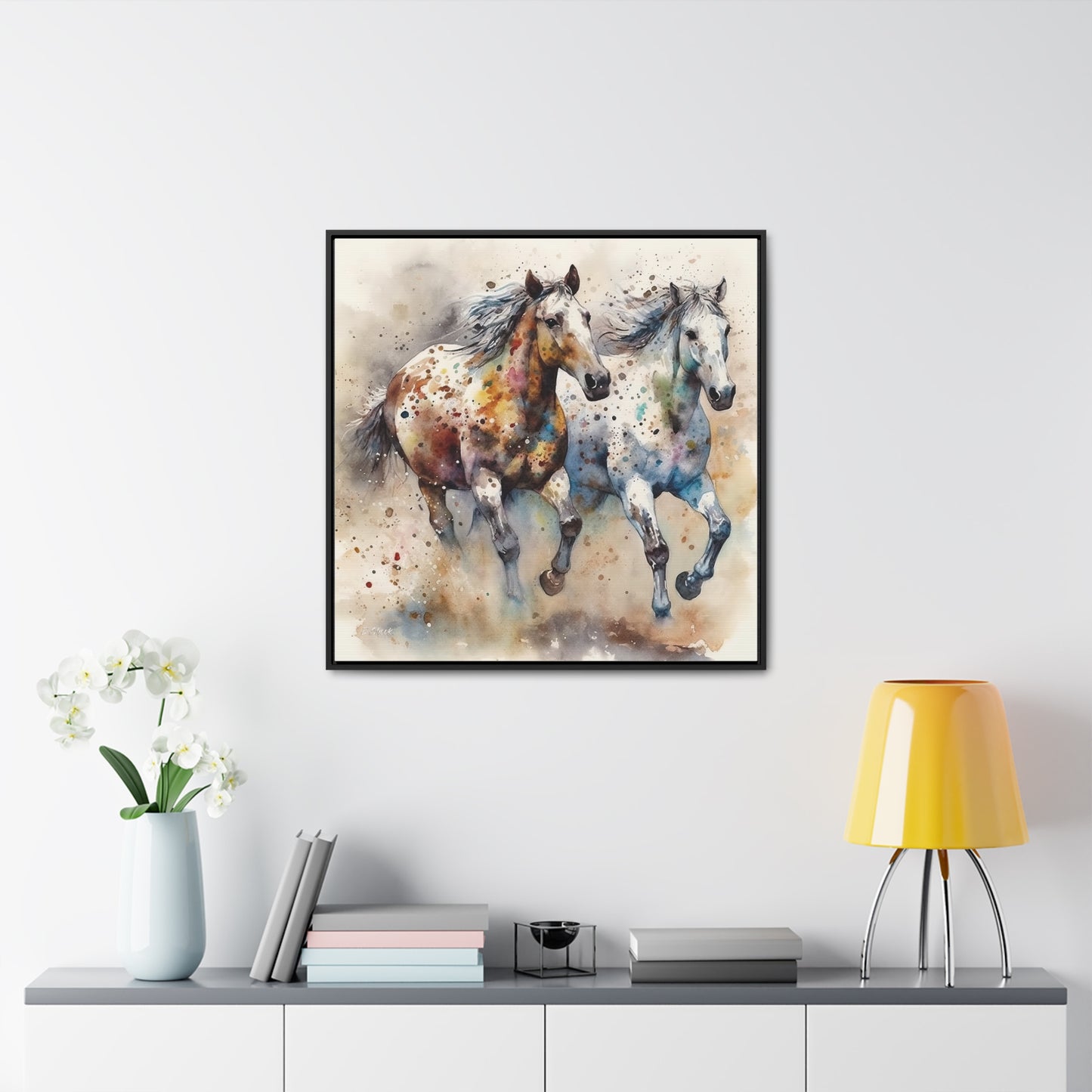 Wild Appaloosa Horses Gallery Canvas Wraps, Square Frame