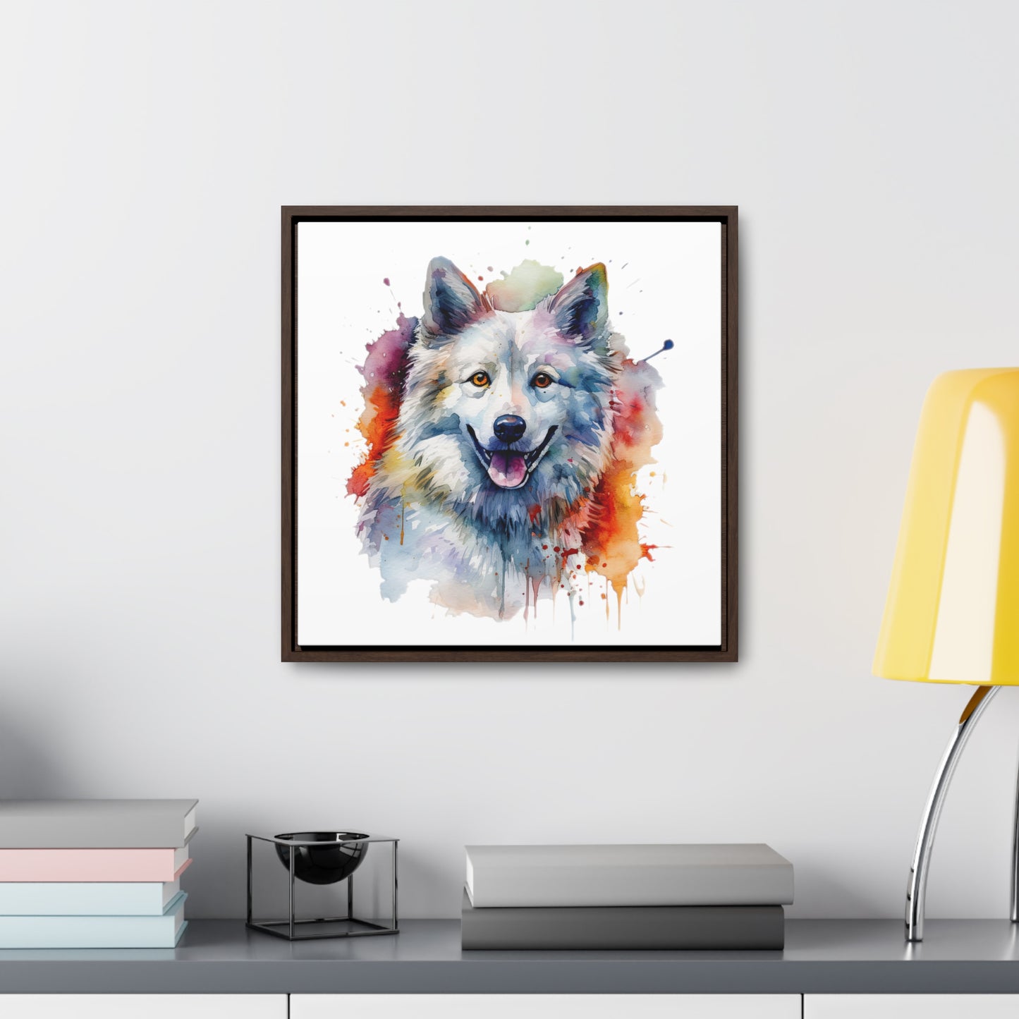 American Eskimo Dog 3 Gallery Canvas Wraps, Square Frame