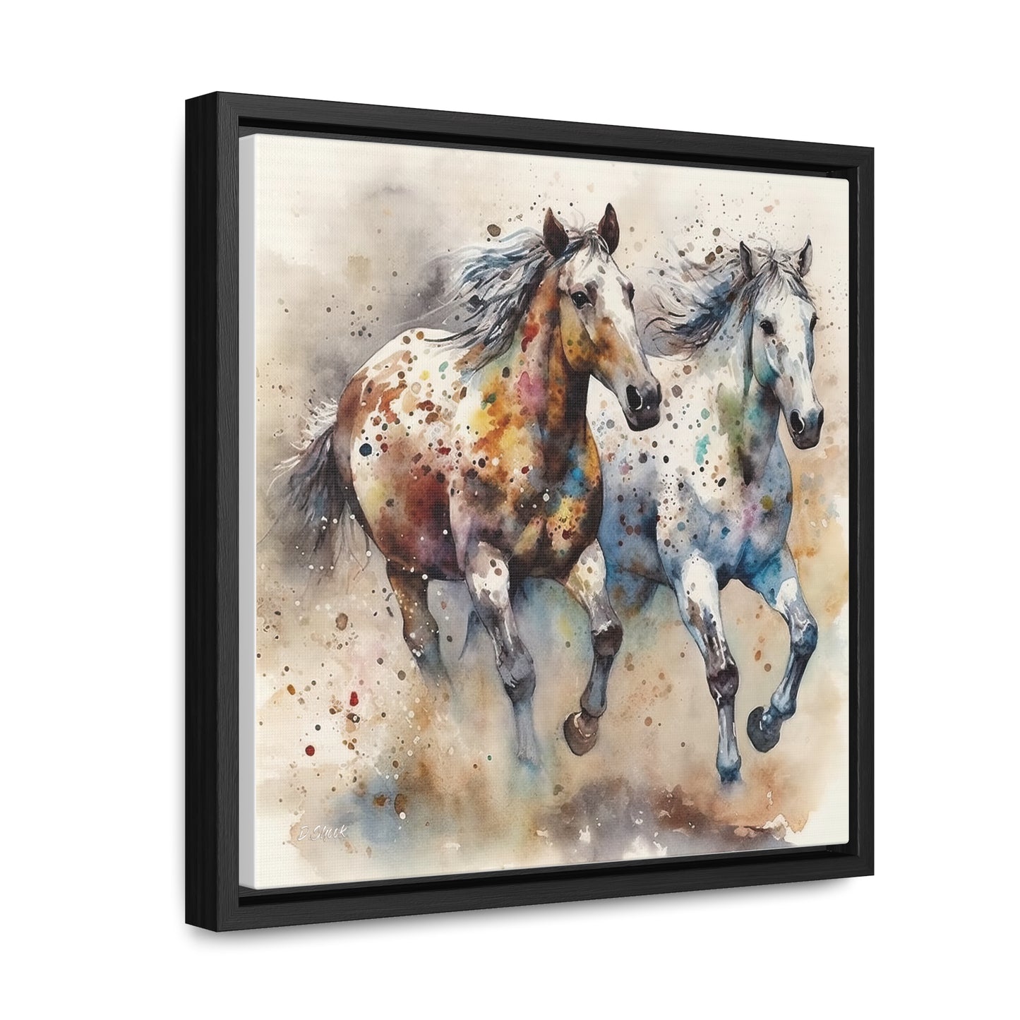 Wild Appaloosa Horses Gallery Canvas Wraps, Square Frame