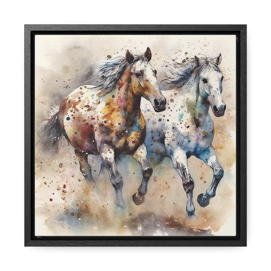 Wild Appaloosa Horses Gallery Canvas Wraps, Square Frame