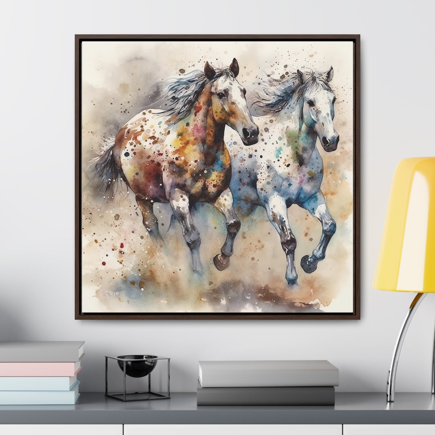 Wild Appaloosa Horses Gallery Canvas Wraps, Square Frame