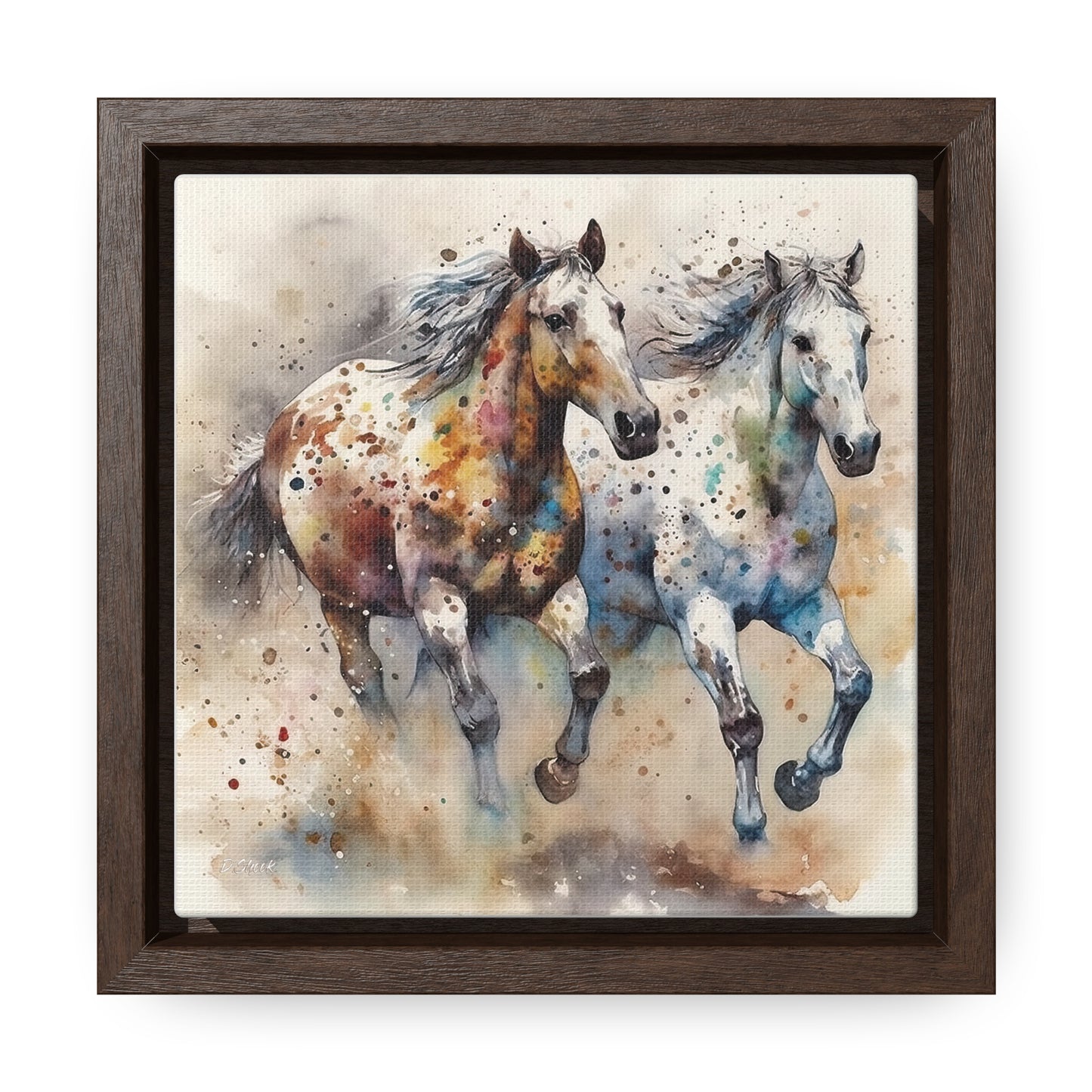 Wild Appaloosa Horses Gallery Canvas Wraps, Square Frame