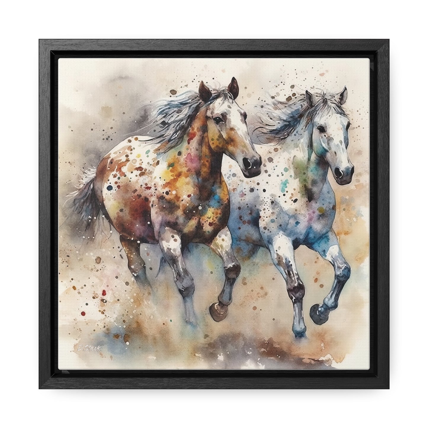 Wild Appaloosa Horses Gallery Canvas Wraps, Square Frame