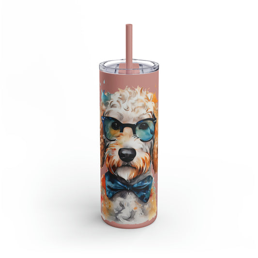 Mini Golden Doodle 9 Maars Maker Skinny Matte Tumbler, 20oz