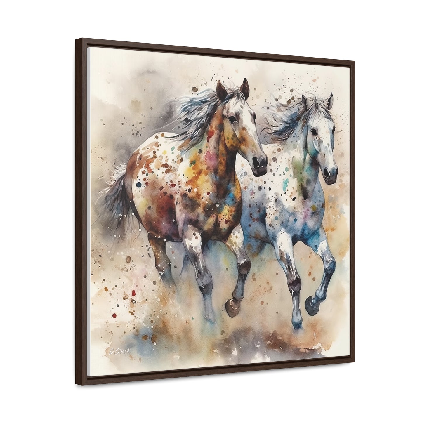 Wild Appaloosa Horses Gallery Canvas Wraps, Square Frame