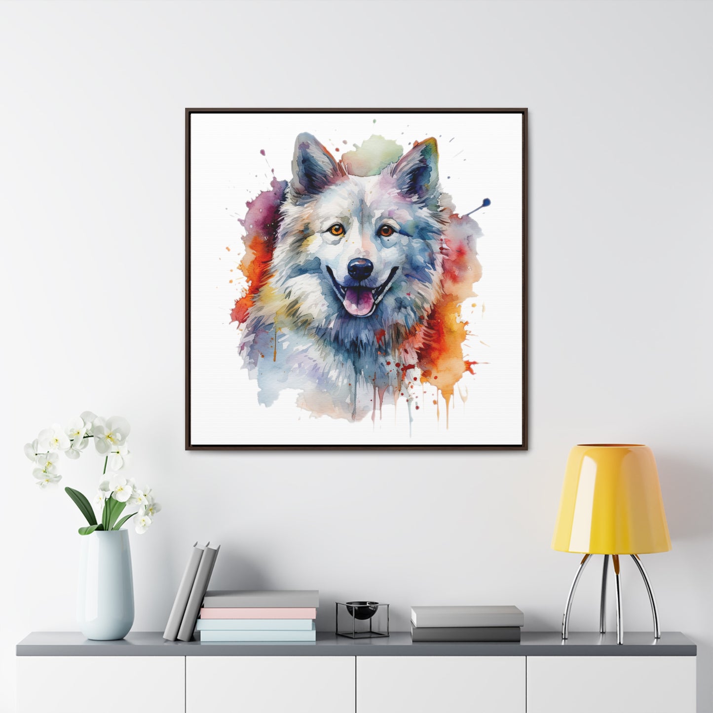 American Eskimo Dog 3 Gallery Canvas Wraps, Square Frame