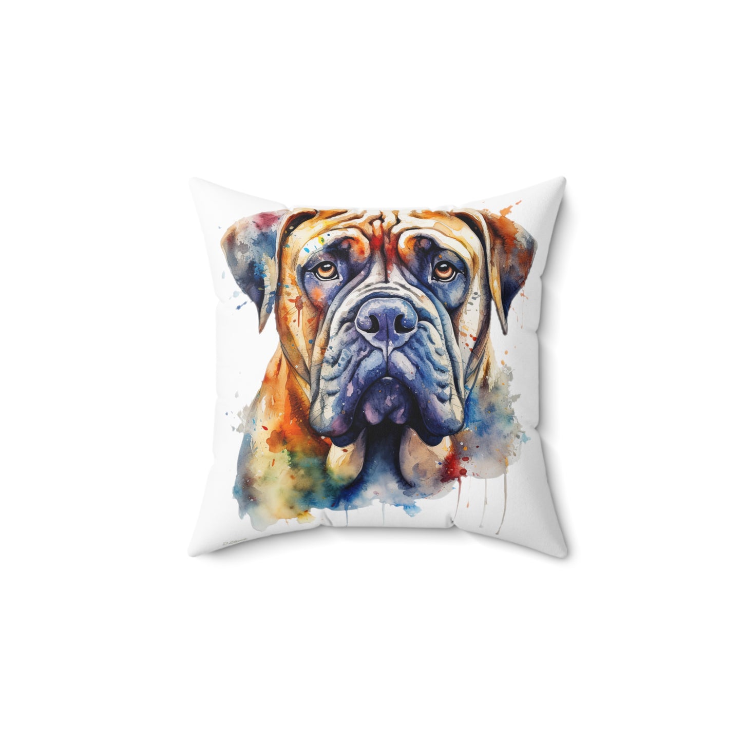 Bullmastiff 3 Spun Polyester Square Pillow