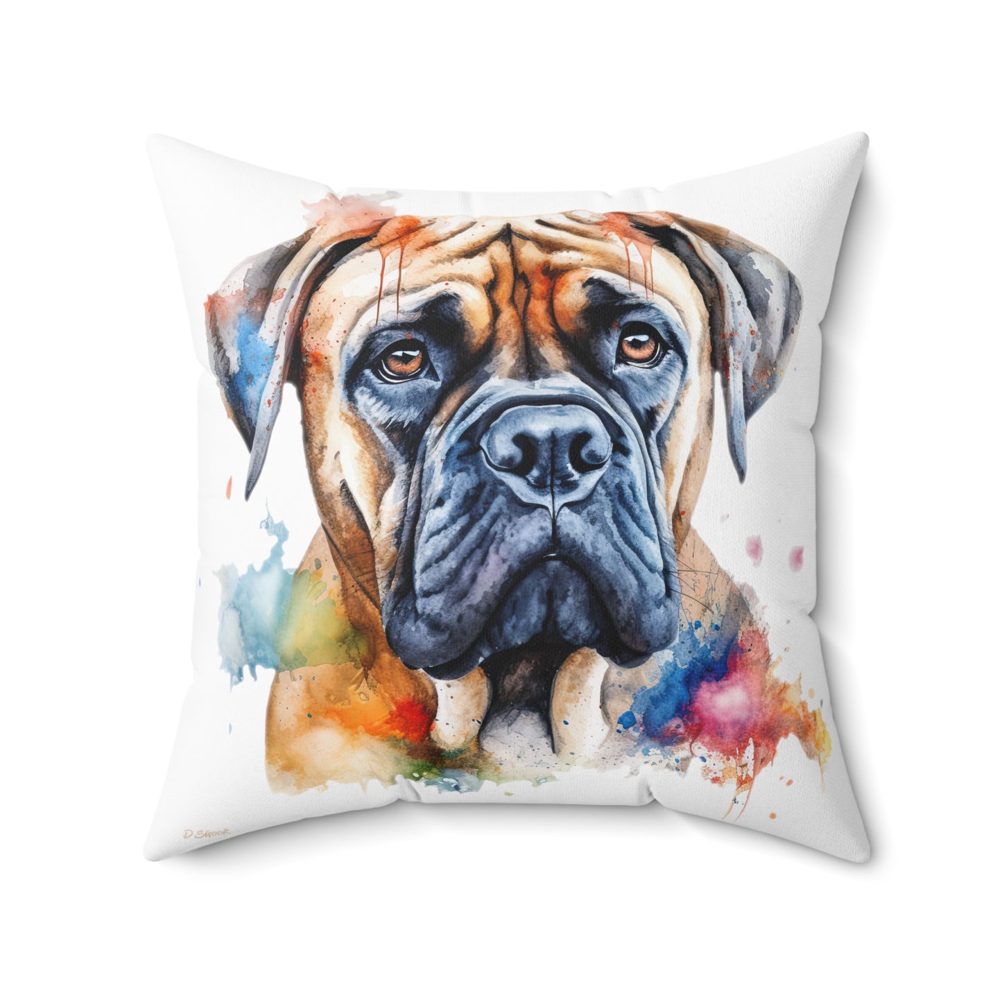 Bullmastiff 2 Spun Polyester Square Pillow