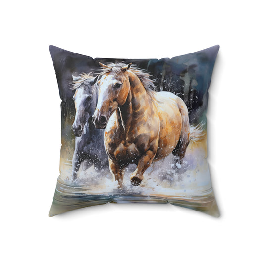 Horse Rescue 18 Spun Polyester Square Pillow
